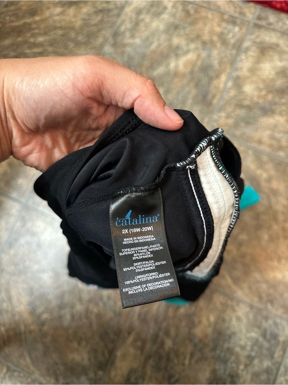 Catalina Turquoise and Black Halter One-Piece Swimdress- 2X (18W-20W) - Picture 5 of 5
